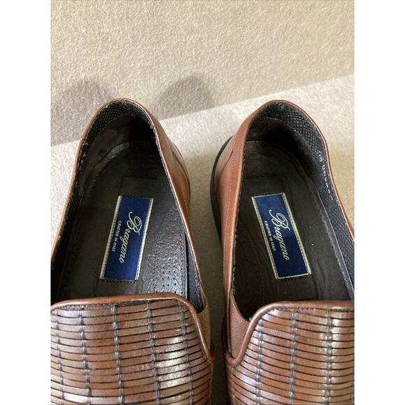 BRAGANO Men’s Leather Basket Weave Loafer Slip On Shoes Size 9 M Brown Italian ￼ - Picture 4 of 9